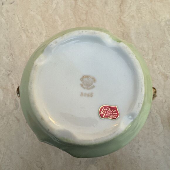 VTG Lefton Handpainted Porcelain Lidded Teapot #3065 Green Heritage Rose Pattern - Picture 4 of 5